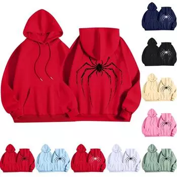 Женская мода повседневная толстовка с длинным рукавом и круглым вырезом с принтом на Хэллоуин L зелёный