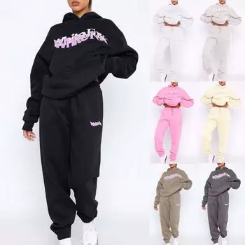 Женская мода повседневная толстовка с длинным рукавом с буквенным принтом и круглым вырезом M бежевый