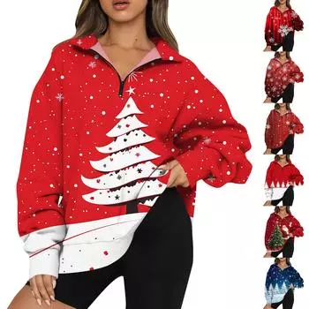 Женская мода повседневная толстовка с длинным рукавом и принтом на молнии с высоким воротом и заниженными плечами L синий