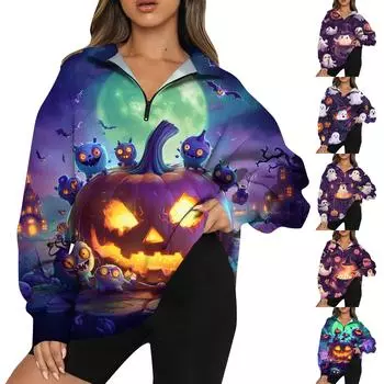 Женская мода повседневная толстовка с длинным рукавом и принтом на молнии с высоким воротом и заниженными плечами M золотой