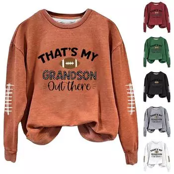 Женская мода повседневная толстовка с длинным рукавом и круглым вырезом с принтом XXL серый