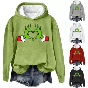 Женская мода повседневная толстовка с длинным рукавом и вставкой на плече с принтом на Хэллоуин с круглым вырезом M серый