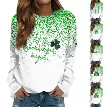 Женская мода повседневная толстовка с длинным рукавом и круглым вырезом с принтом XL