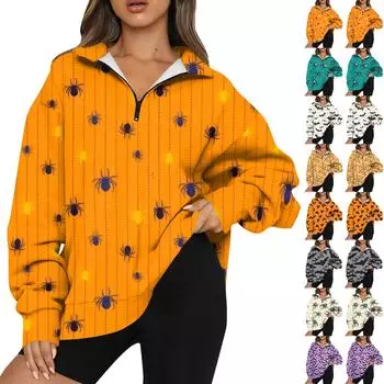 Женская мода повседневная толстовка с длинным рукавом и принтом на молнии с высоким воротом и заниженными плечами XXXL фиолетовый