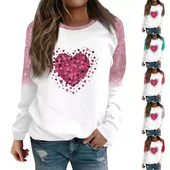 Женская мода повседневная толстовка с длинным рукавом и круглым вырезом с принтом XXXL синий