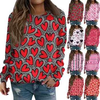 Женская мода повседневная толстовка с длинным рукавом и круглым вырезом с принтом XL