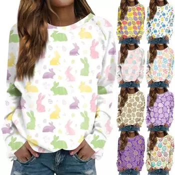 Женская мода повседневная толстовка с длинным рукавом и круглым вырезом с принтом XXL розовый