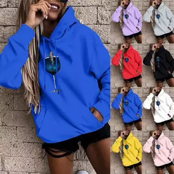 Женская мода, повседневная толстовка с капюшоном и забавным принтом, свободные спортивные топы, пуловер S белый