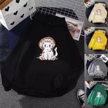 Женская мода, повседневная толстовка с капюшоном и забавным принтом, свободные спортивные топы, пуловер XL зелёный