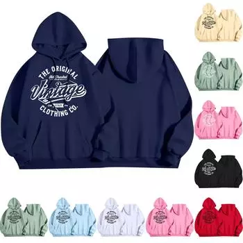 Женская мода повседневная толстовка с капюшоном и круглым вырезом с длинным рукавом и принтом L бежевый