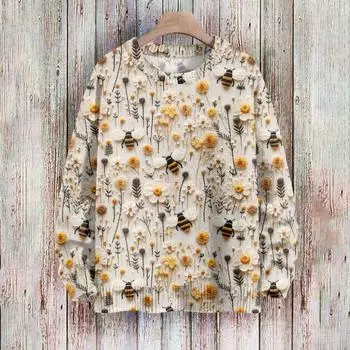 Женская мода повседневная толстовка с капюшоном с длинным рукавом и геометрическим принтом L бежевый