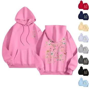 Женская мода повседневная толстовка с капюшоном с длинным рукавом и круглым вырезом с карманами XXXL бежевый