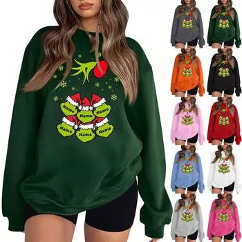 Женская мода повседневная толстовка с капюшоном с длинным рукавом и вставкой на плече с принтом и круглым вырезом XL