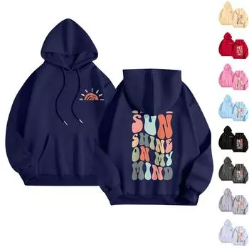 Женская мода повседневная толстовка с капюшоном с длинным рукавом и круглым вырезом с карманами S красный