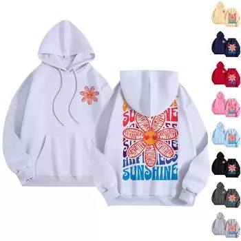 Женская мода повседневная толстовка с капюшоном с длинным рукавом и круглым вырезом с карманами L розовый