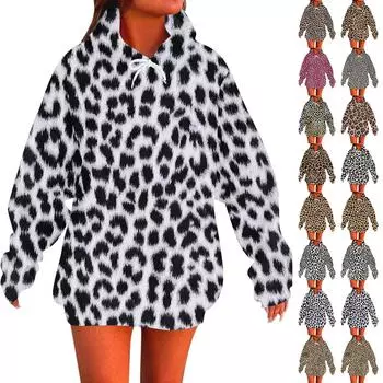 Женская мода повседневная толстовка с капюшоном с длинным рукавом и круглым вырезом с принтом и карманами XL фиолетовый