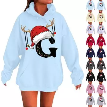 Женская мода повседневная толстовка с капюшоном с длинным рукавом и круглым вырезом с карманами S тёмно-синий