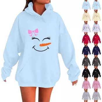 Женская мода повседневная толстовка с капюшоном с длинным рукавом и круглым вырезом с карманами L чёрный