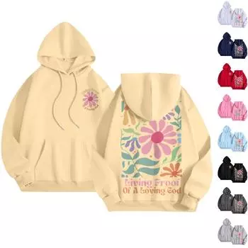 Женская мода повседневная толстовка с капюшоном с длинным рукавом и круглым вырезом с карманами L