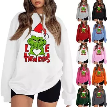 Женская мода повседневная толстовка с капюшоном с длинным рукавом и вставкой на плече с принтом и круглым вырезом XXXL серый