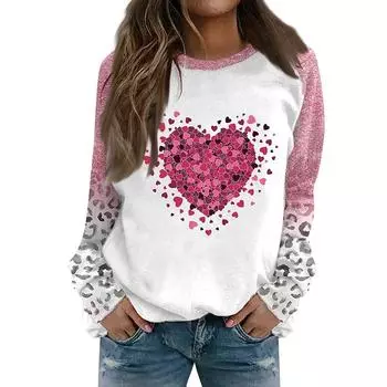 Женская мода повседневная толстовка с капюшоном с длинным рукавом и вставкой на плече с принтом и круглым вырезом L розовый