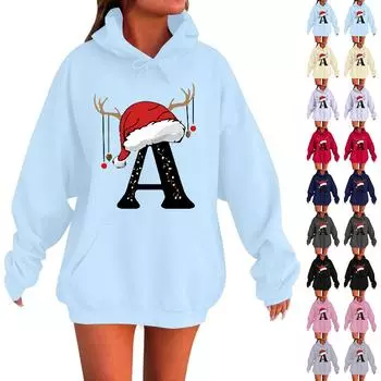 Женская мода повседневная толстовка с капюшоном с длинным рукавом и круглым вырезом с карманами XL чёрный