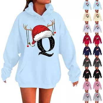 Женская мода повседневная толстовка с капюшоном с длинным рукавом и круглым вырезом с карманами XXL чёрный