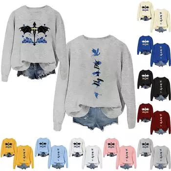 Женская мода повседневная толстовка с круглым вырезом и длинным рукавом с принтом L бежевый