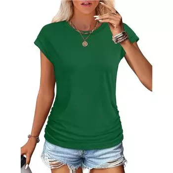 Женская мода повседневная тонкая безрукавка с завязками и круглым вырезом футболка S