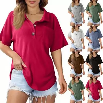 Женская мода повседневная трикотажная рубашка-топ L армия зеленый