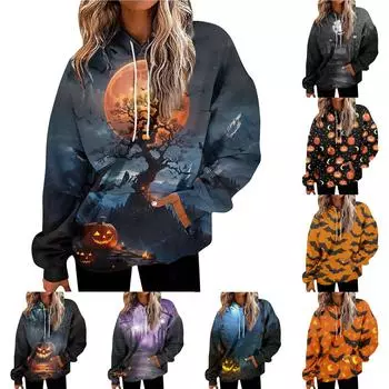 Женская мода повседневная универсальная повседневная толстовка с рисунком повседневная толстовка с длинным рукавом с принтом L чёрный