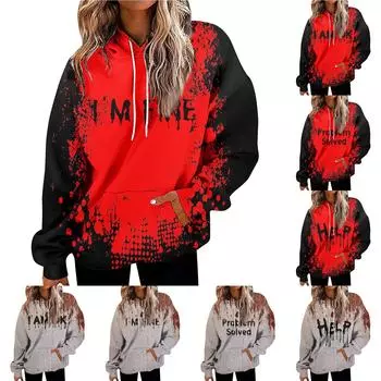 Женская мода повседневная универсальная повседневная толстовка с рисунком повседневная толстовка с длинным рукавом с принтом M