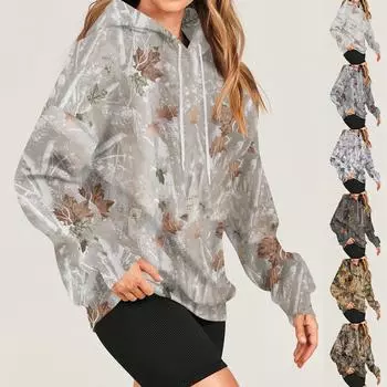 Женская мода повседневная универсальная повседневная толстовка с рисунком повседневная с длинным рукавом уличная камуфляжная толстовка с длинным рукавом с принтом L бежевый