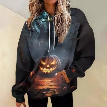 Женская мода повседневная универсальная повседневная толстовка с рисунком повседневная толстовка с длинным рукавом с принтом S