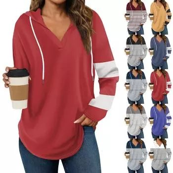 Женская мода повседневная V-образный вырез завязками с принтом и длинными рукавами L чёрный