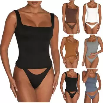 Женская мода, повседневная весенне-летняя пляжная однотонная майка с круглым вырезом L чёрный