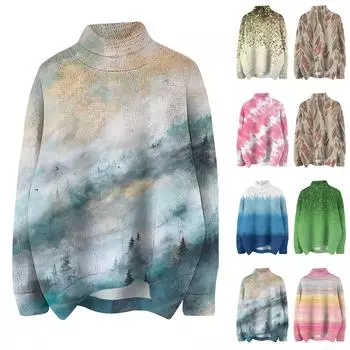 Женская мода, повседневная водолазка с круглым вырезом и длинными рукавами, в полоску, с принтом, трикотажный топ L бежевый