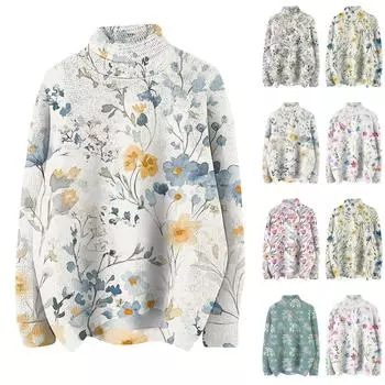 Женская мода, повседневная водолазка с круглым вырезом и длинными рукавами, в полоску, с принтом, трикотажный топ L армия зеленый