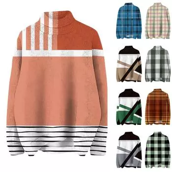 Женская мода, повседневная водолазка с круглым вырезом и длинными рукавами, в полоску, с принтом, трикотажный топ L армия зеленый