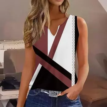 Женская мода повседневная жилетка без рукавов V-образный вырез пуловер футболка топы S