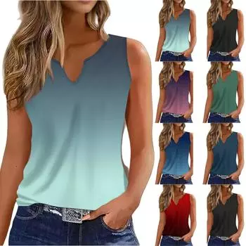 Женская мода повседневная жилетка без рукавов V-образный вырез пуловер футболка топы L чёрный