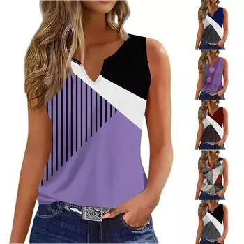 Женская мода повседневная жилетка без рукавов V-образный вырез пуловер футболка топы L чёрный