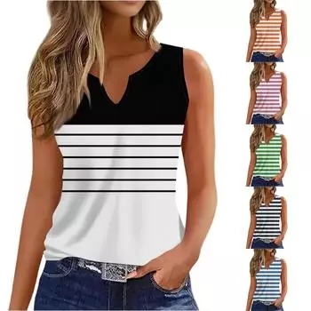 Женская мода повседневная жилетка без рукавов V-образный вырез пуловер футболка топы L чёрный