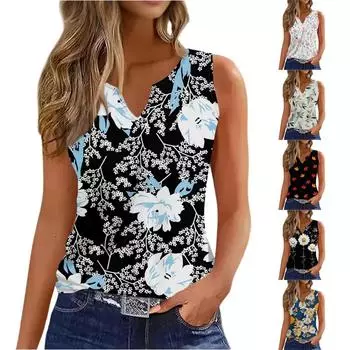 Женская мода повседневная жилетка без рукавов V-образный вырез пуловер футболка топы L чёрный