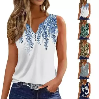 Женская мода повседневная жилетка без рукавов V-образный вырез пуловер футболка топы L циан