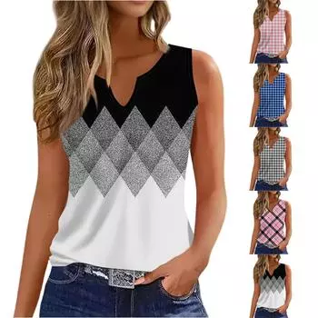 Женская мода повседневная жилетка без рукавов V-образный вырез пуловер футболка топы L чёрный