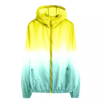 Женская мода повседневное градиентное с капюшоном легкое спортивное солнцезащитное пальто на открытом воздухе L синий