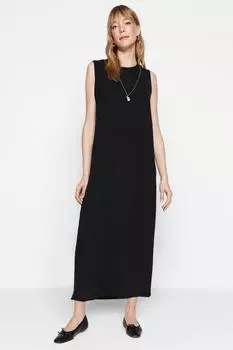 Женская мода повседневное макси черное нижнее белье без рукавов Aerobin платье с тканой подкладкой