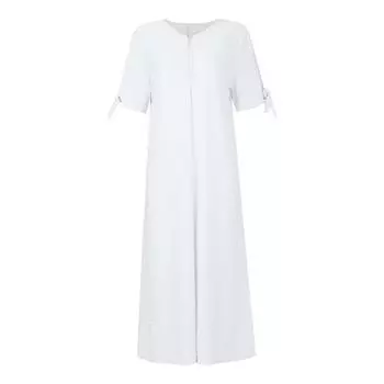 Женская мода повседневное однотонное платье с круглым вырезом и пуговицами с открытыми плечами и коротким рукавом с карманом S синий