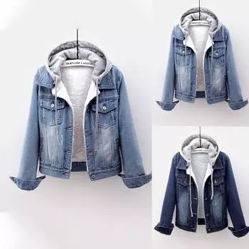Женская мода повседневное пальто с длинными рукавами и карманами на пуговицах джинсовая плюшевая куртка пальто XXXL